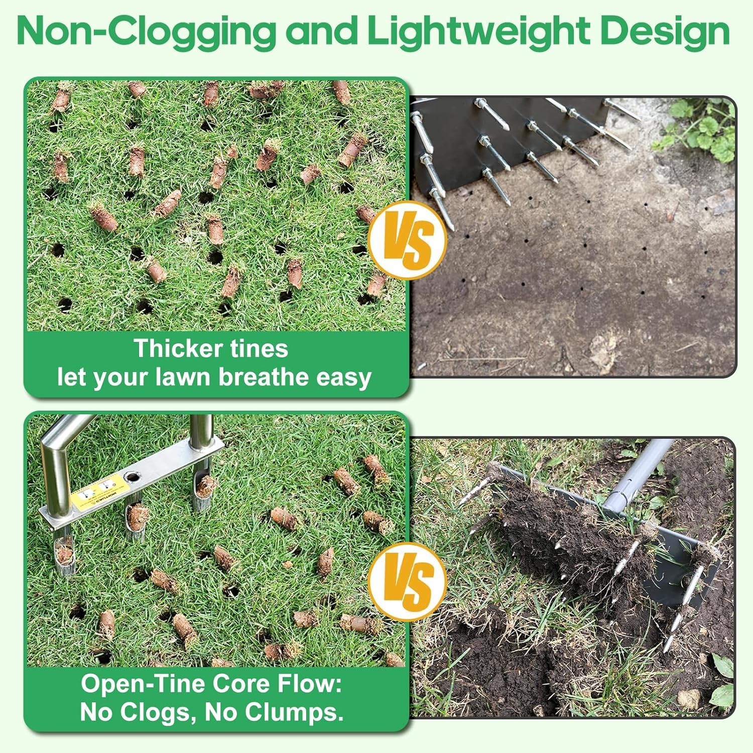hugeneroy comfort-grip handle view reducing hand fatigue for easier lawn aeration