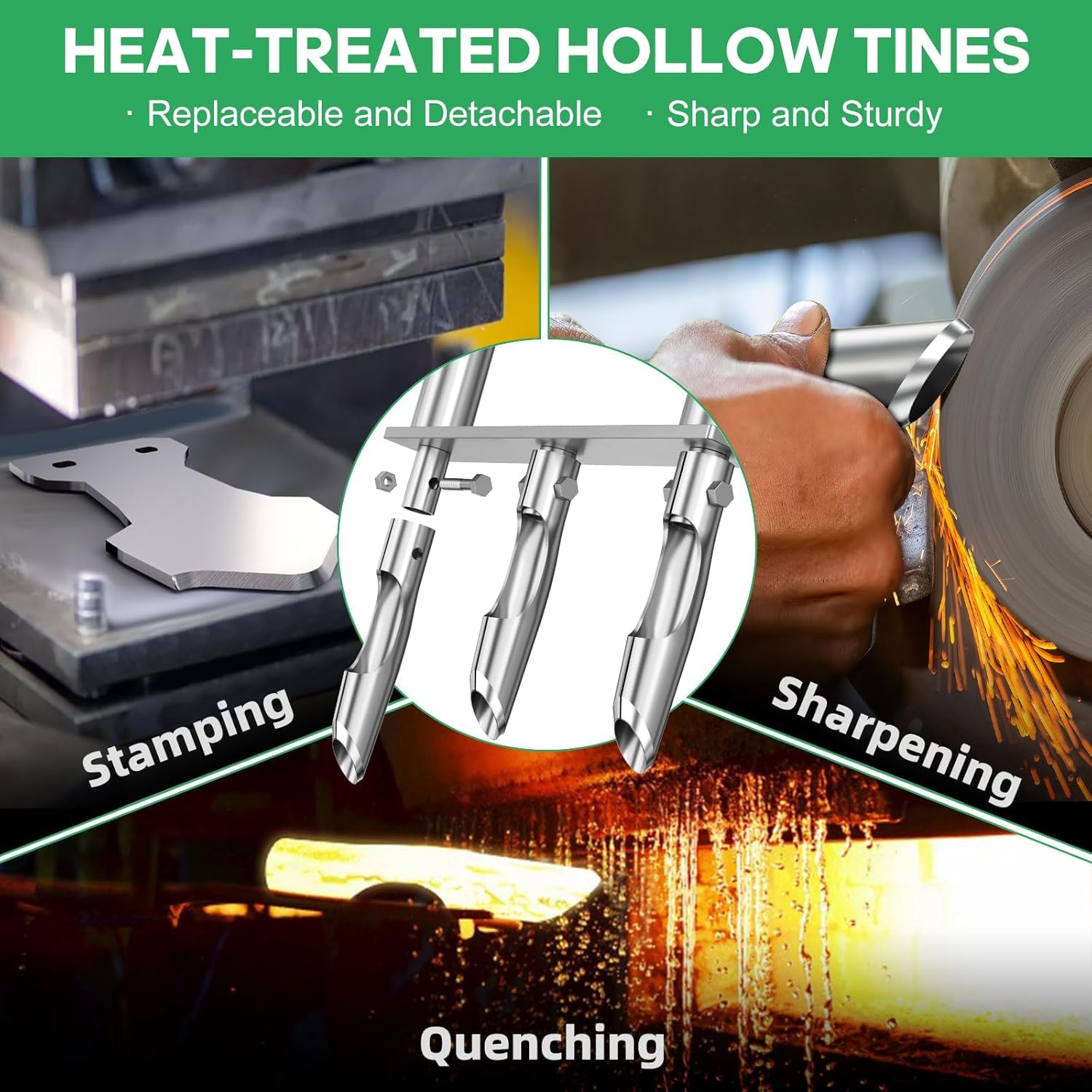 hugeneroy aerator in use extracting a soil core from clay soil to improve drainage