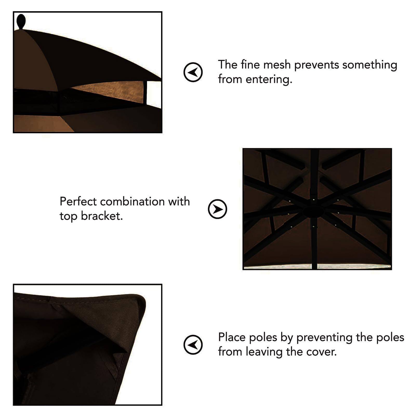 Hugline double-tier mesh vent detail reducing wind lift and blocking debris