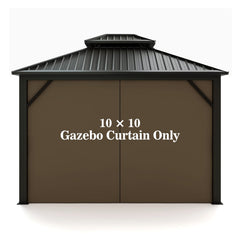 Hugline front view of brown gazebo curtain showing clean fit and privacy