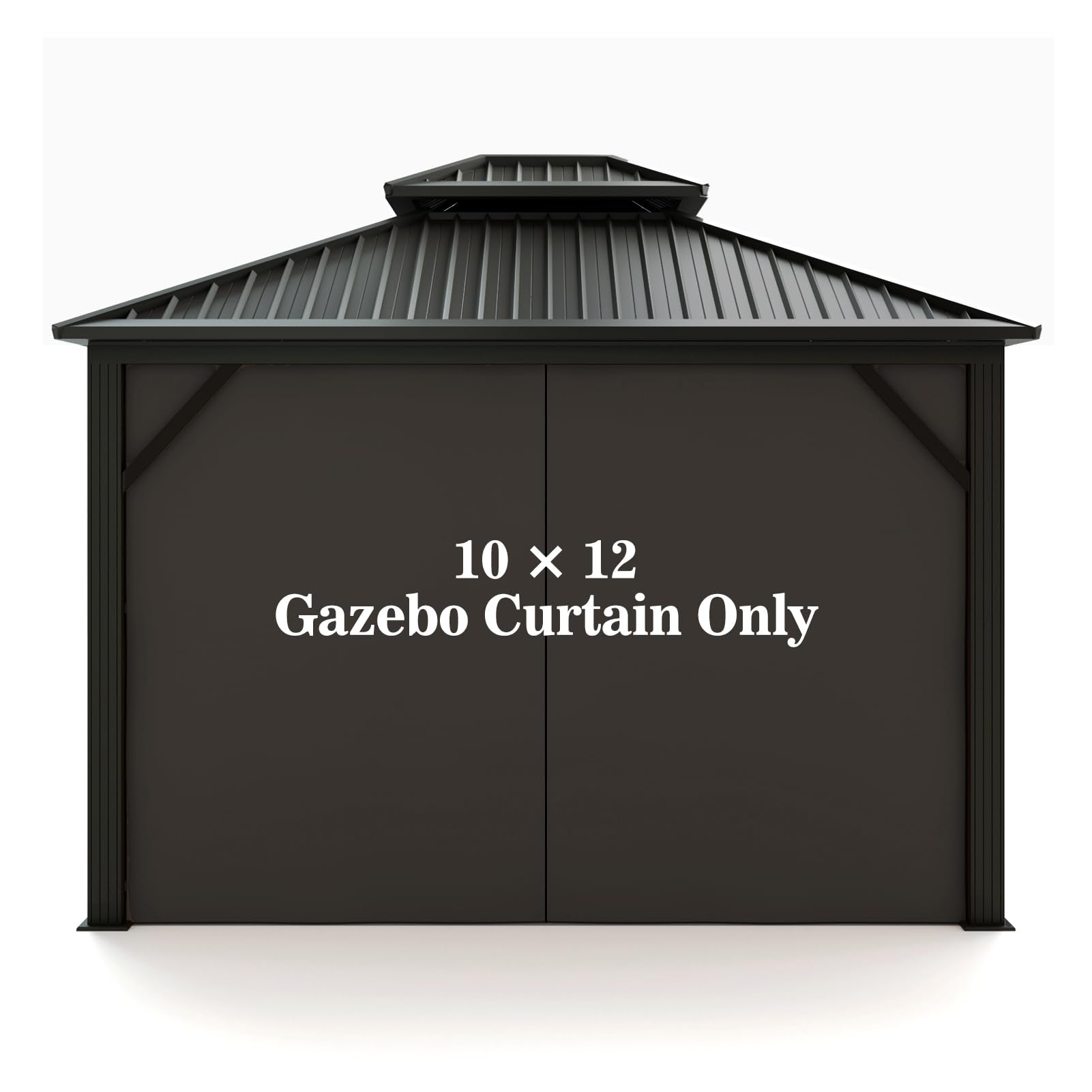 Hugline front view of black gazebo curtain showing clean coverage and privacy