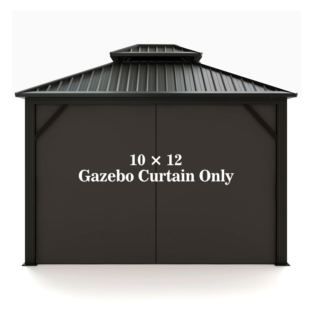 Hugline front view of black gazebo curtain showing clean coverage and privacy