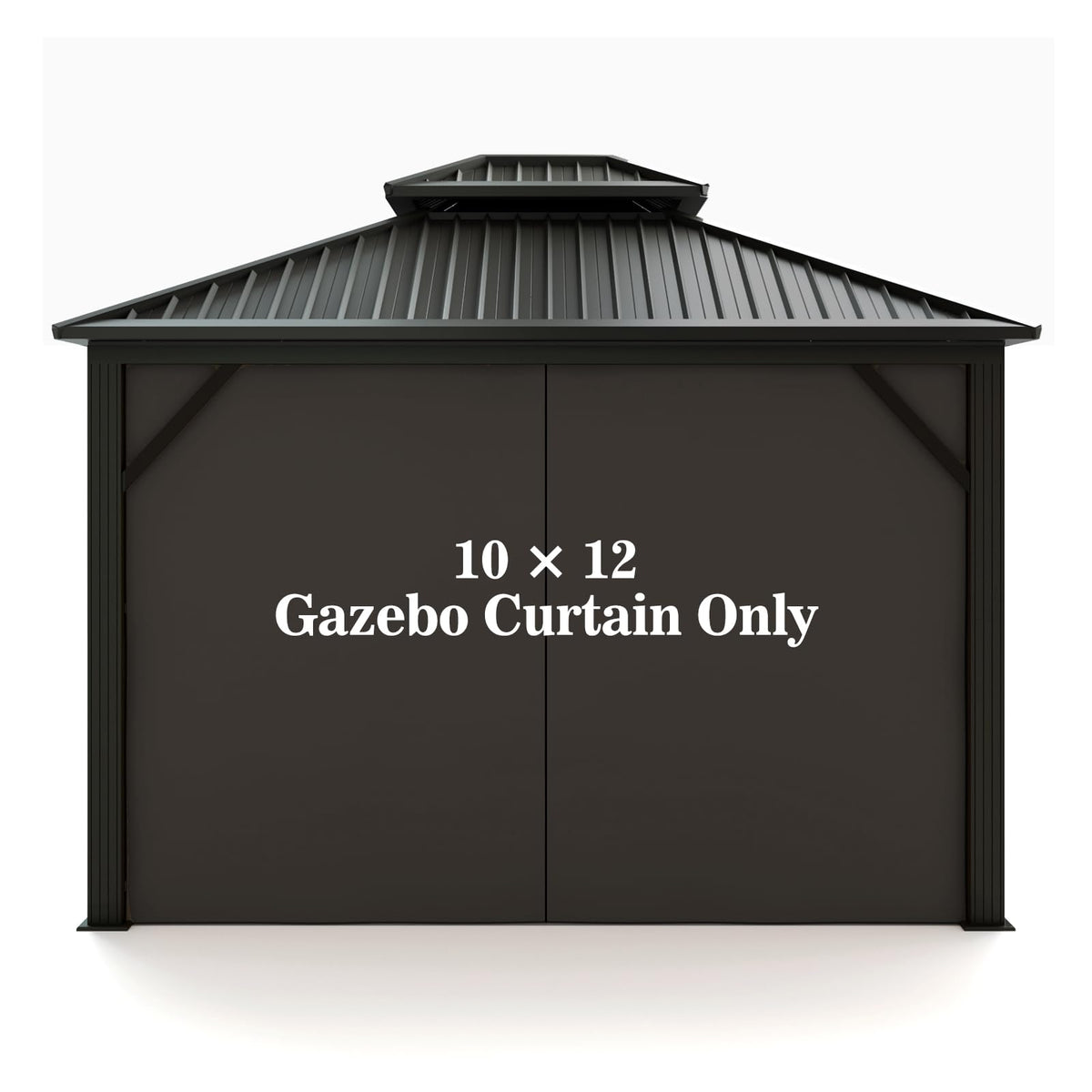 Hugline front view of black gazebo curtain showing clean coverage and privacy