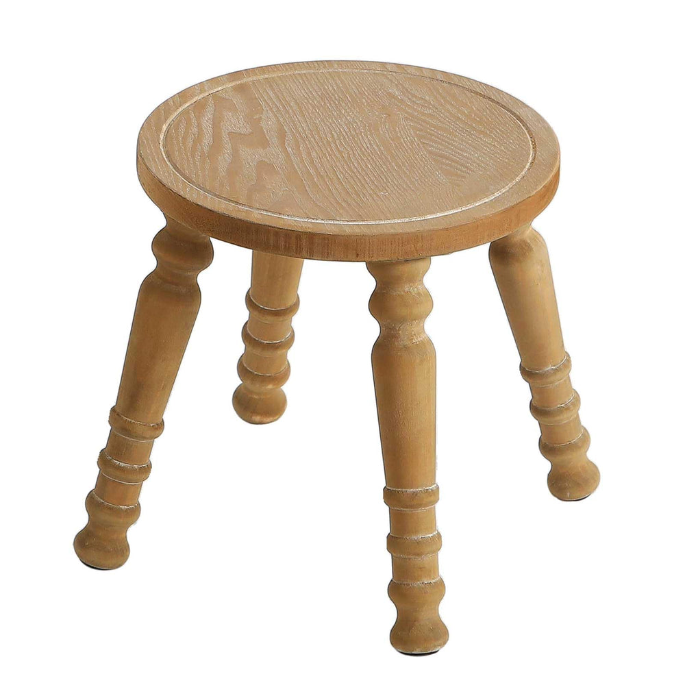 HuiDao front view of round wooden stool showing sturdy design and decor versatility