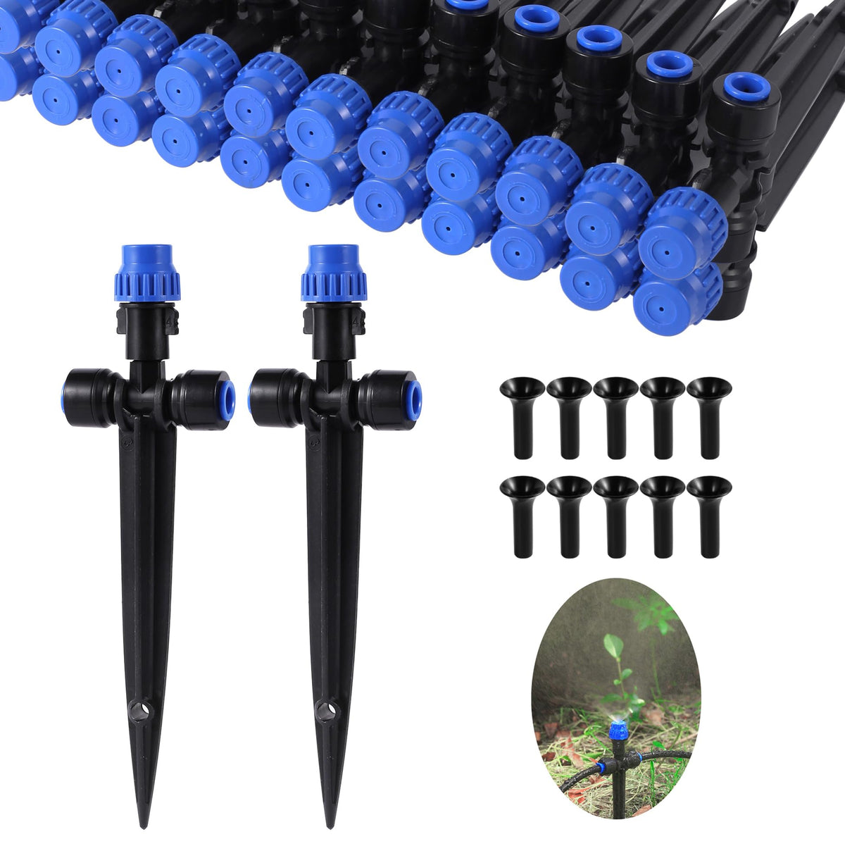 HUISUYTON front view of kit showing 36 emitters and 10 plugs for easy installation