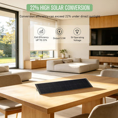 HUIYEETEX panel mounted on a windowsill charging a motorized blind battery