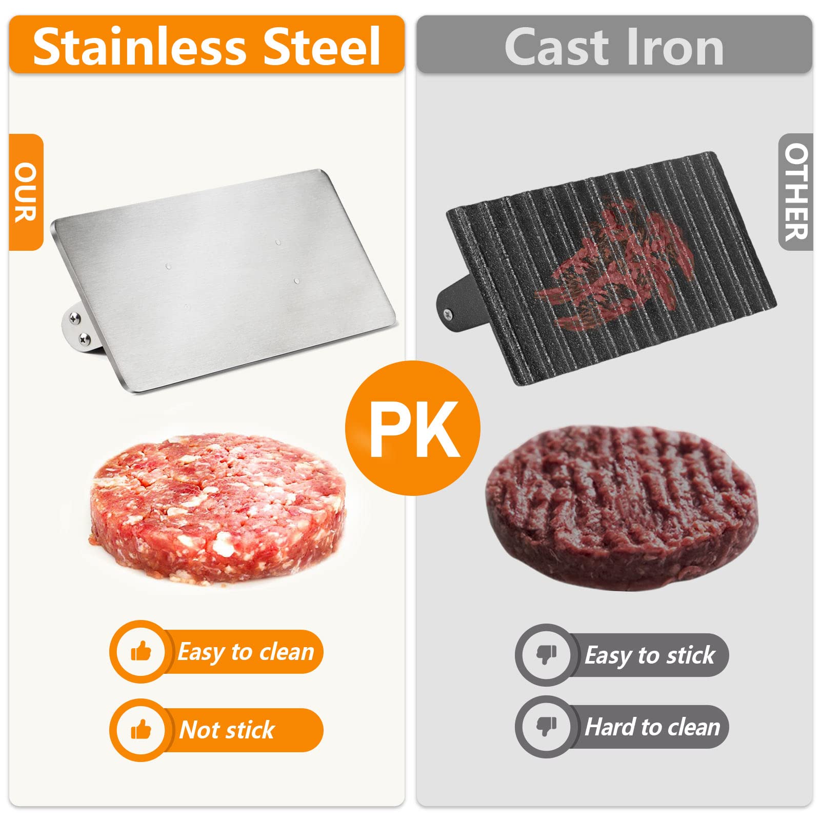 HULISEN flattening bacon on skillet to prevent curling and improve crisping