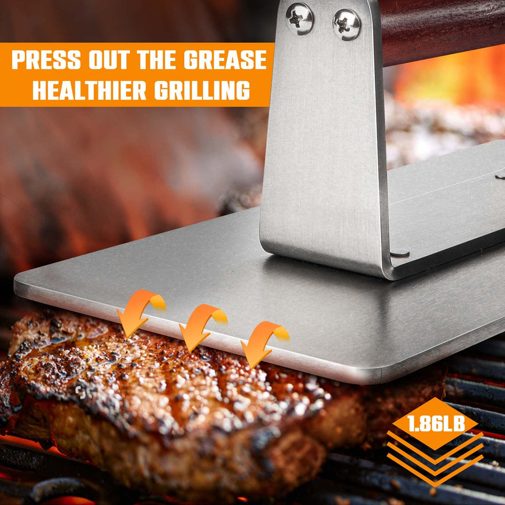 HULISEN smashing a burger patty to create larger sear area and consistent browning