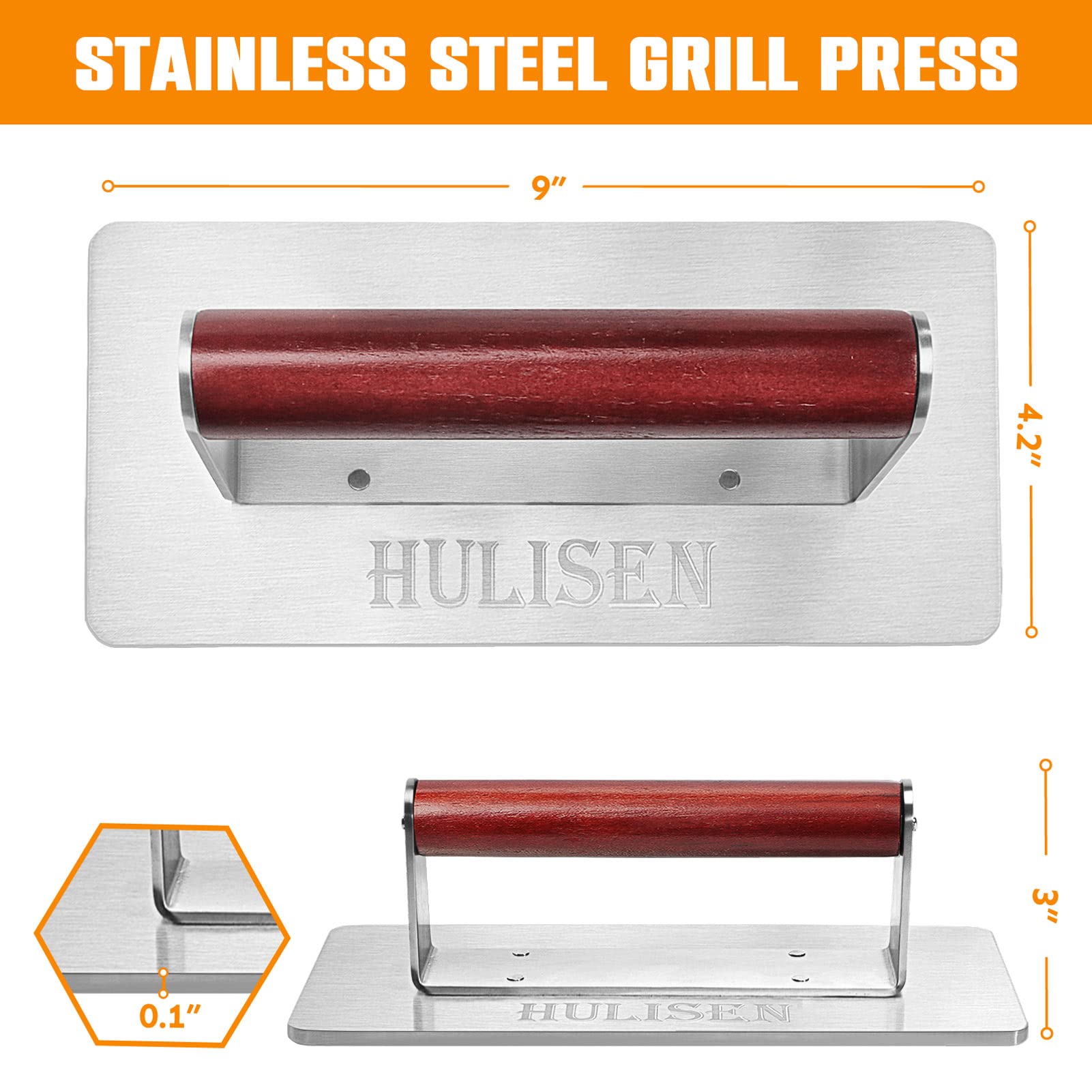 HULISEN handle close-up showing ergonomic grip for safe, controlled pressing