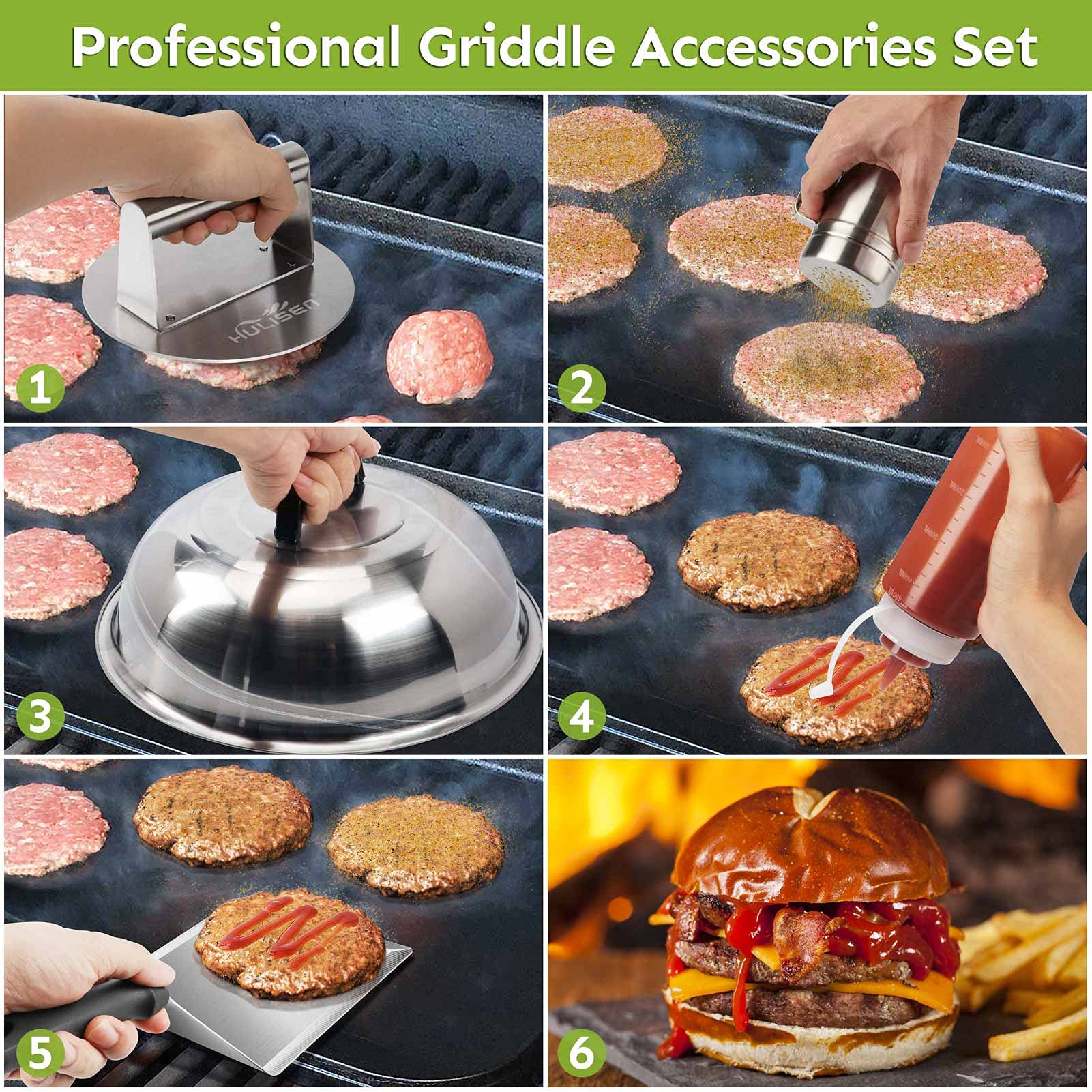 HULISEN burger press top view showing smooth flat surface for consistent patties