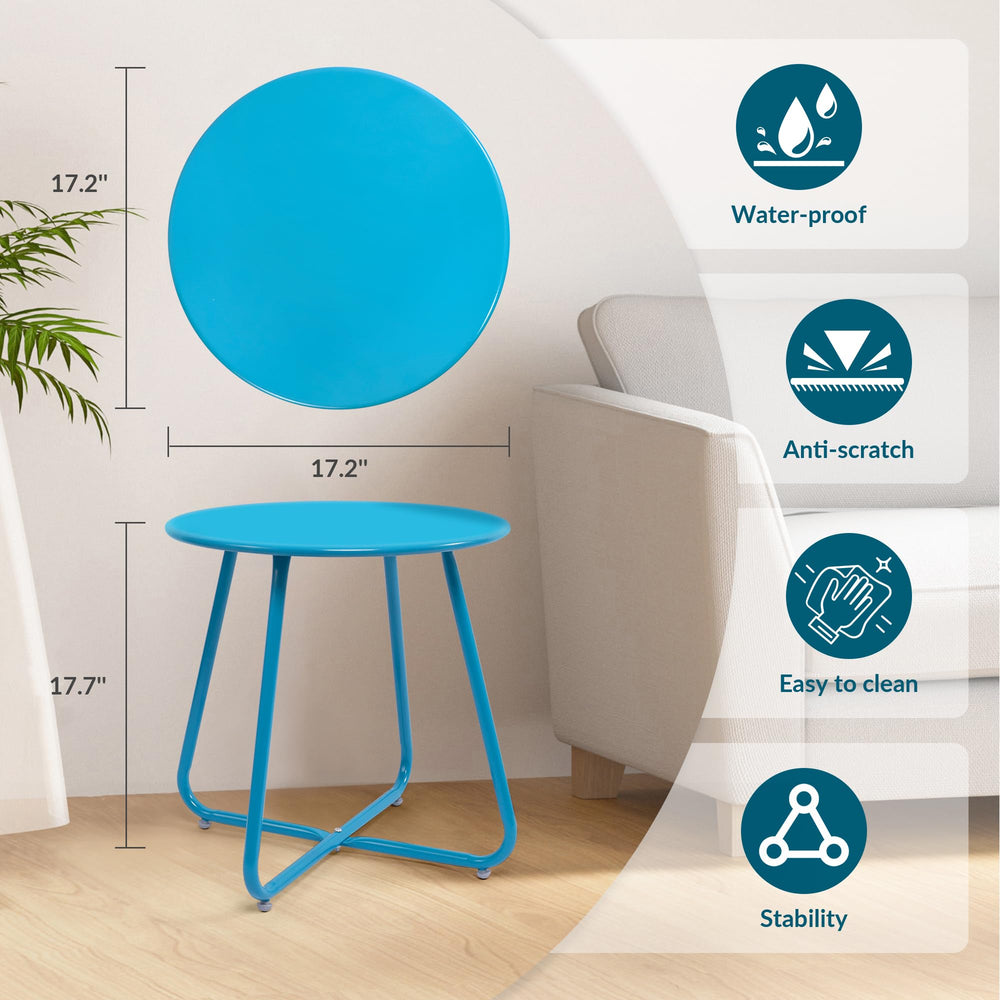 HULKFIT sky blue tabletop close-up highlighting glossy coating and easy-clean benefit