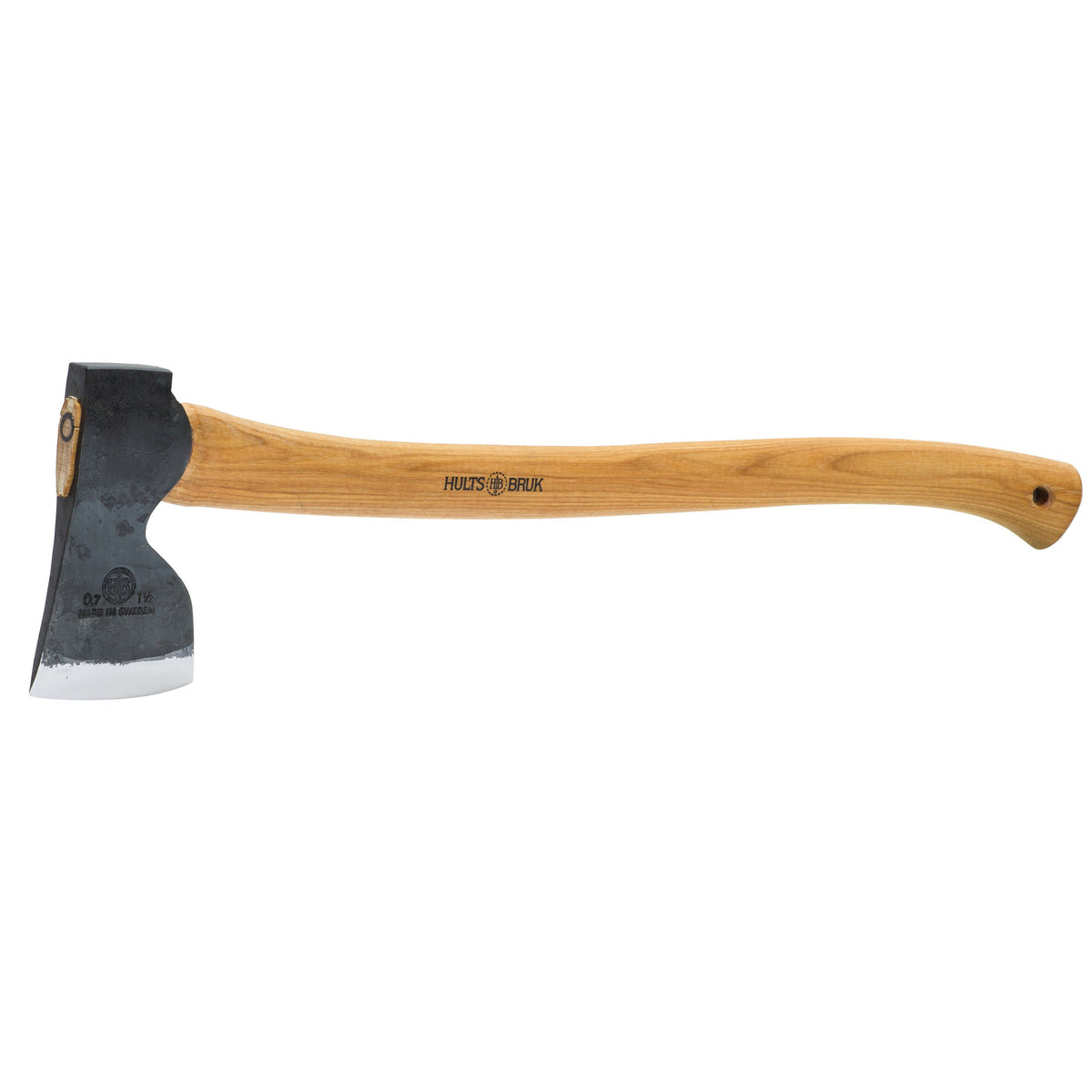 Hults Bruk Akka front view showing axe head and sheath, durable performance