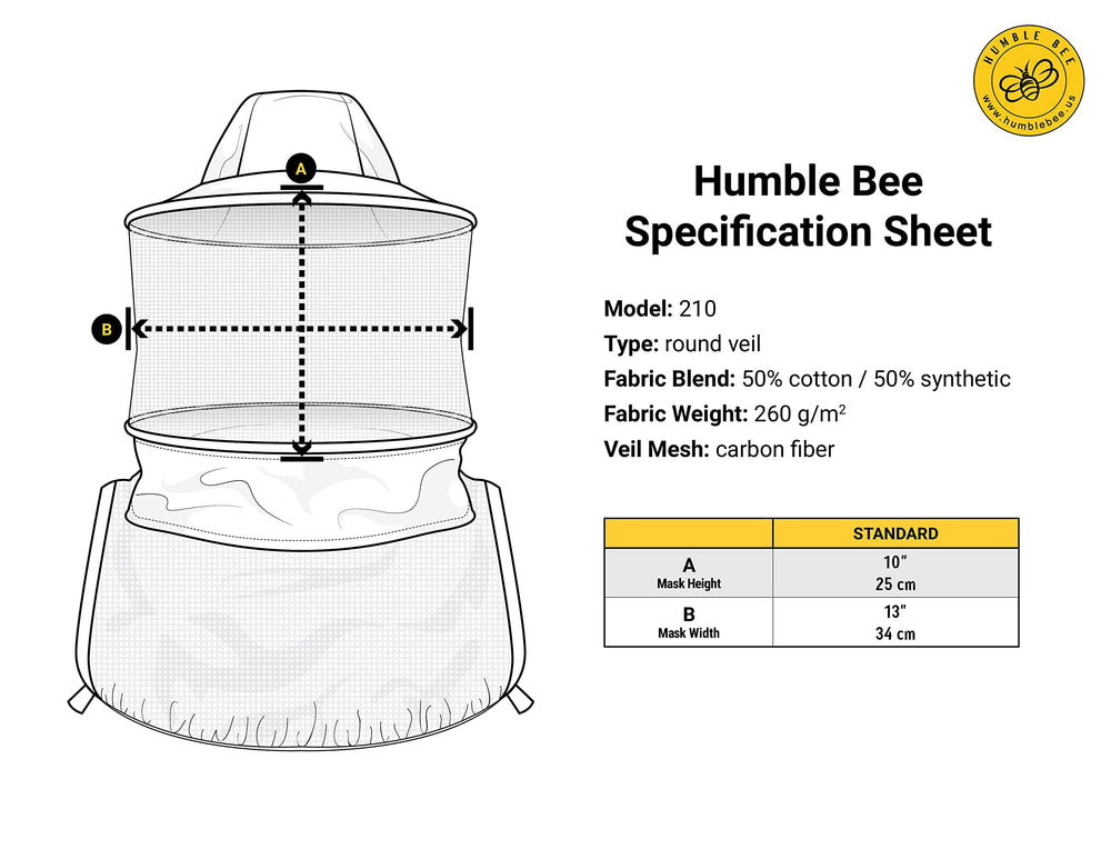 Humble Bee veil on model beside ruler illustrating universal one-size fit