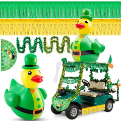 Hungdao inflatable duck front view showcasing bright shamrock design and visibility