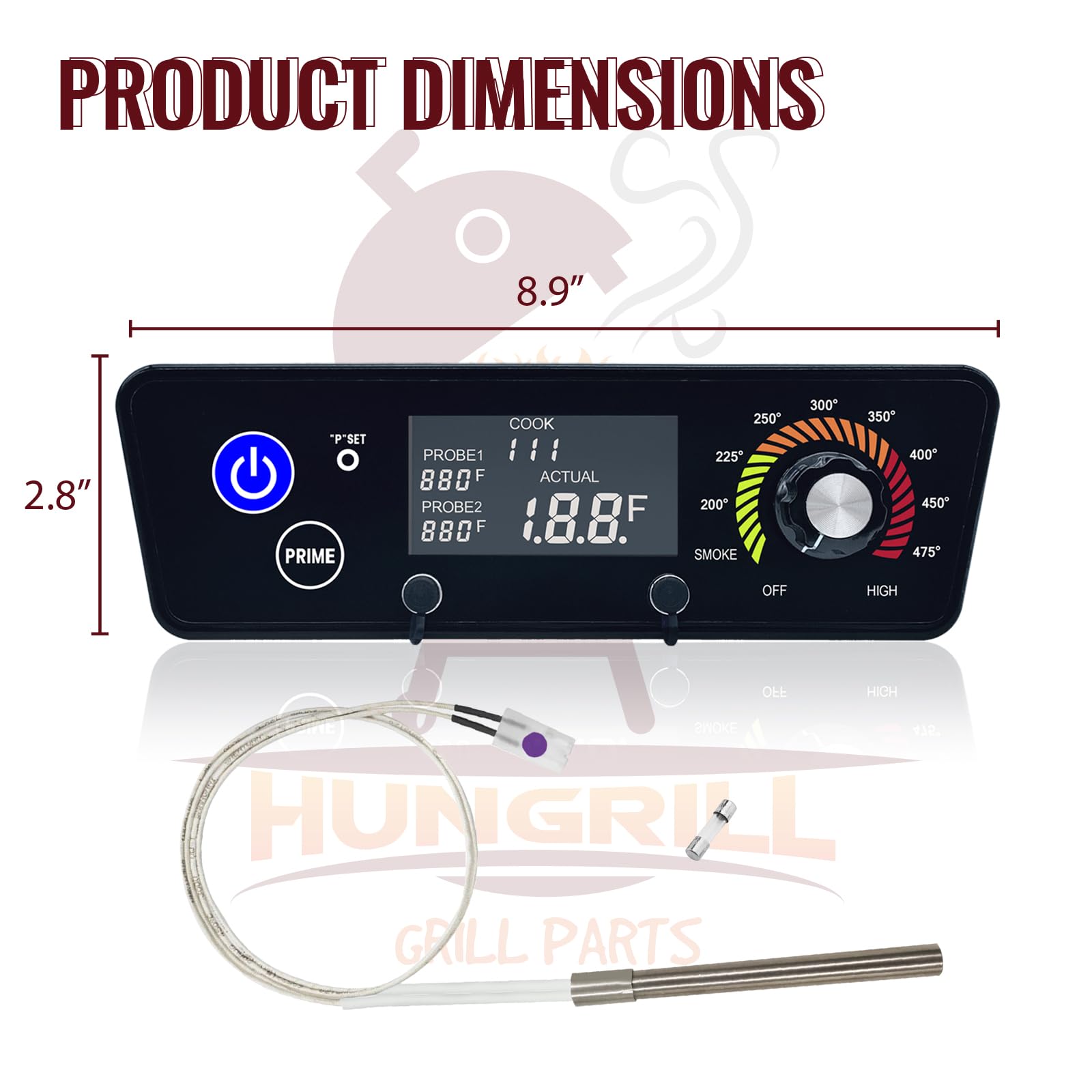 HunGrill AC03P7 size comparison with ruler to show compact dimensions and fit