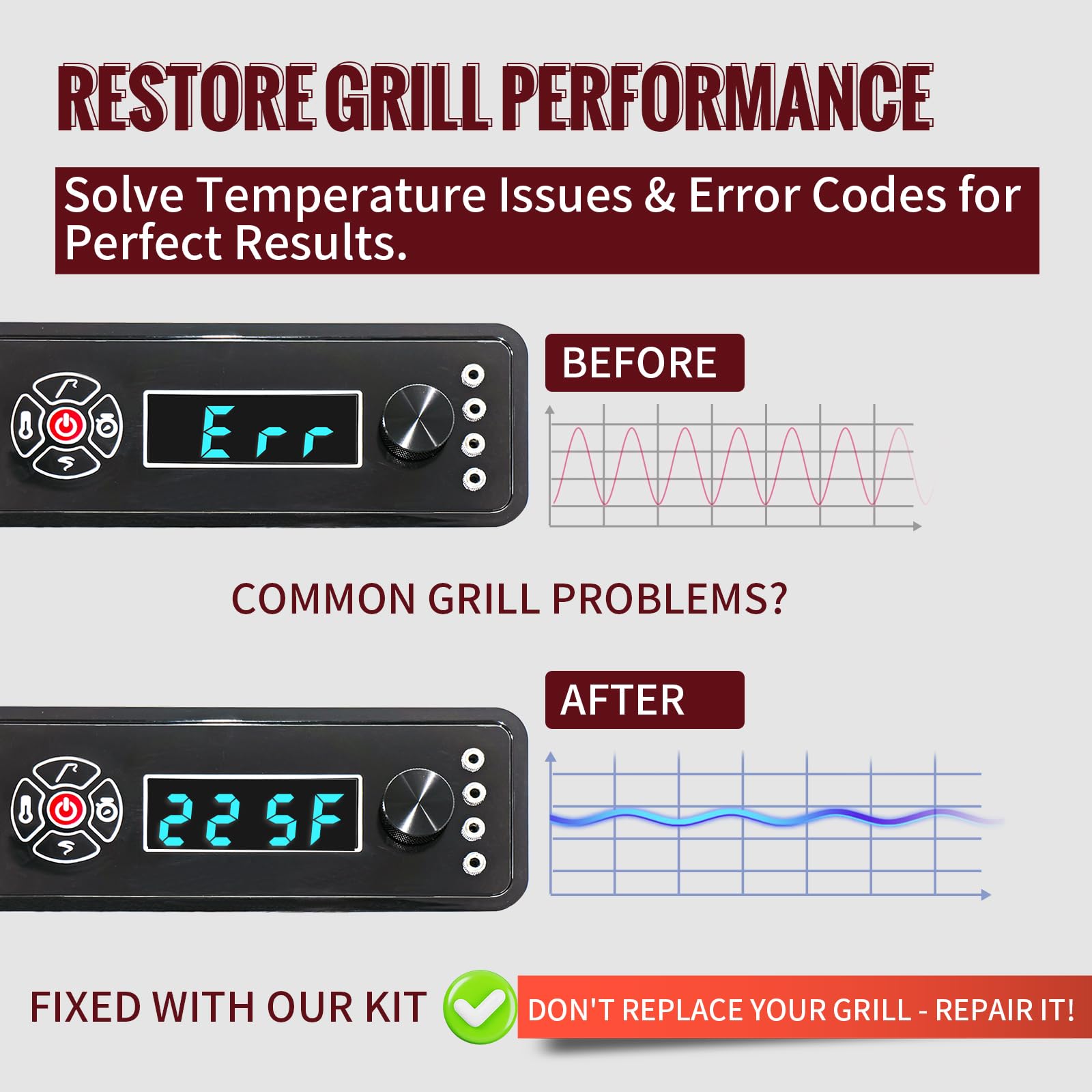 HunGrill kit contents with mounting hardware ready for immediate replacement and repair