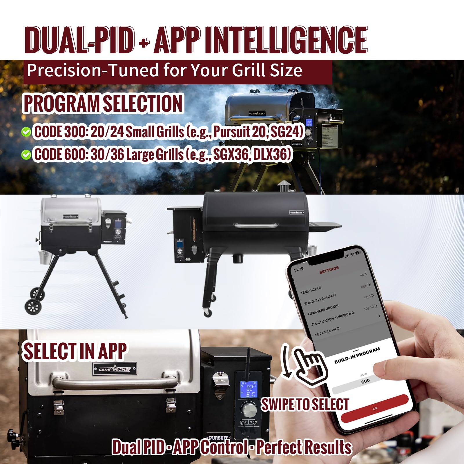 HunGrill controller display and smooth dial for intuitive temperature adjustments