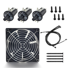 HunGrill full replacement kit laid out showing fan, switches and wires for easy repair