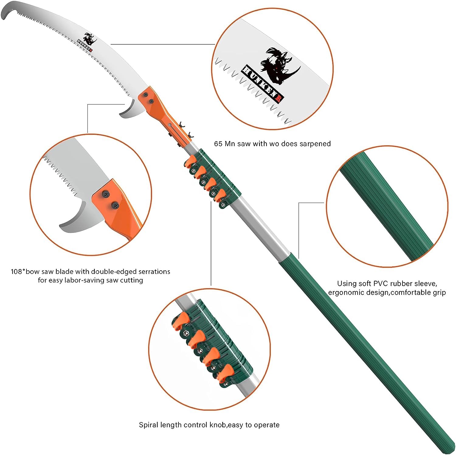 HUNKENR anodized aluminum handle detail offering sturdy, lightweight control