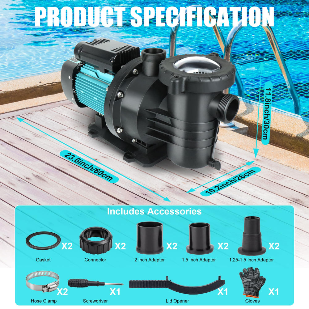 HUNKING pump mounted by pool demonstrating high-flow circulation benefit