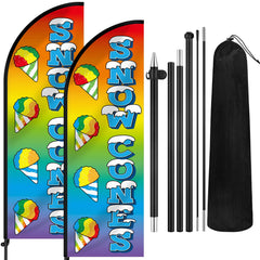 HunnmingRe front-facing two-pack banner set attracting foot traffic
