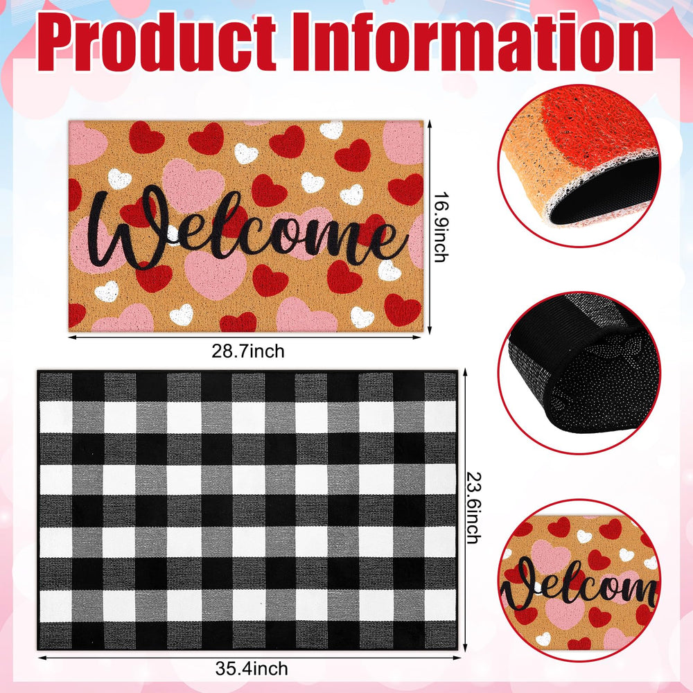 HunnmingRe Valentine's heart mat displayed on door step, creates warm welcome