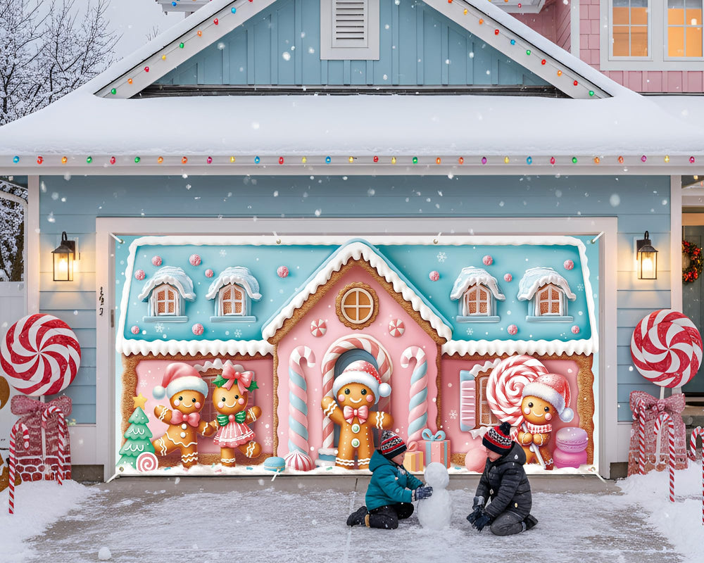 HunnmingRe installed on a garage door creating festive curb attraction