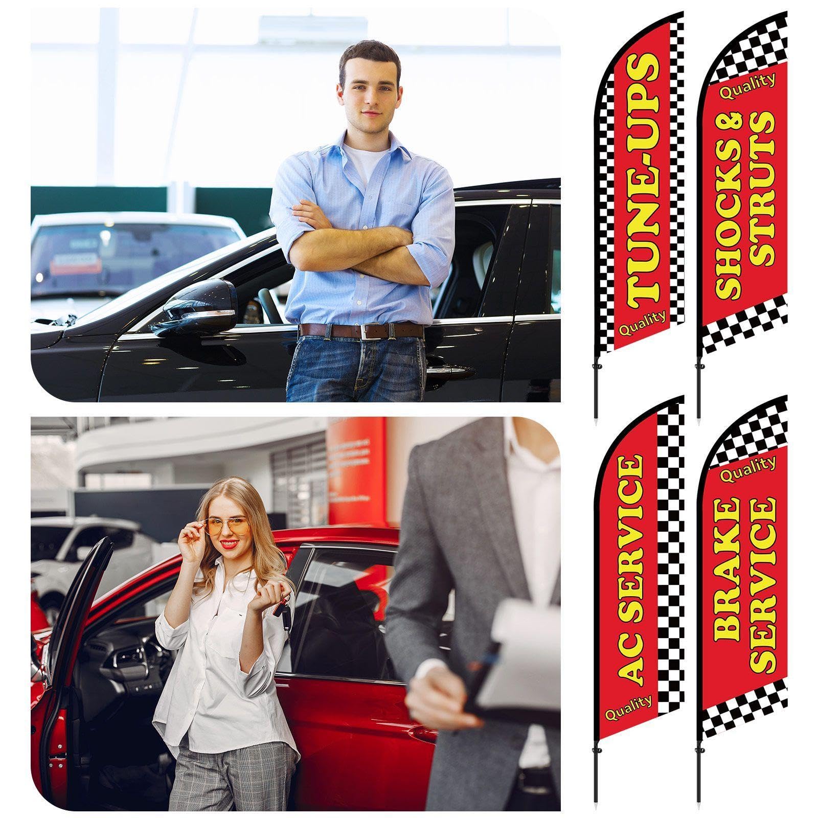 HunnmingRe flags beside car showing approximate seven-foot scale for visibility