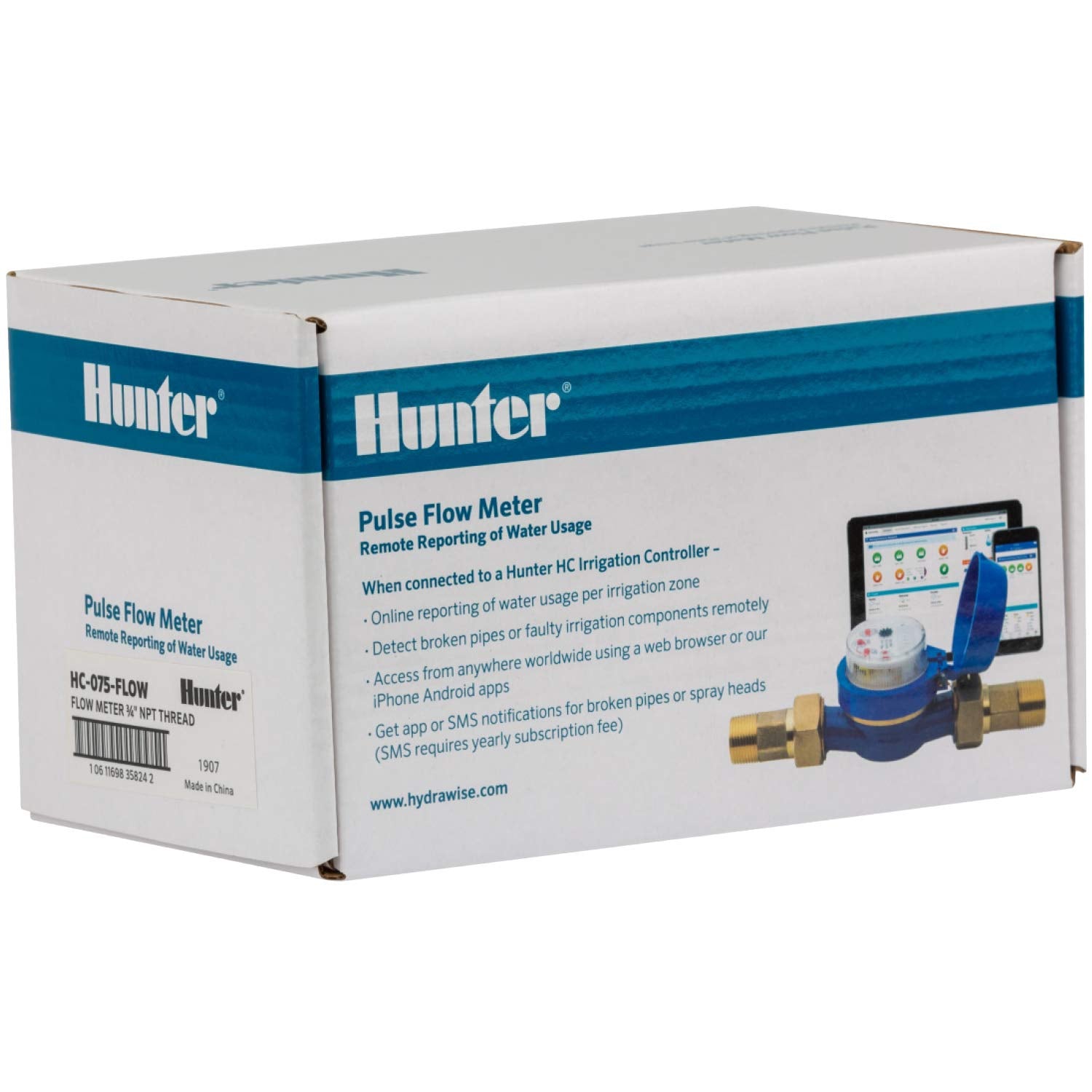 Hunter HC100FLOW next to a tape measure showing 1 inch size and fit benefit