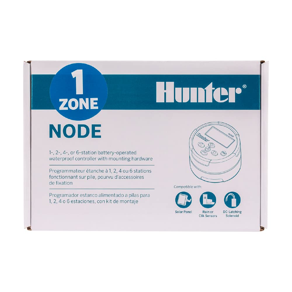 Hunter NODE-100 beside standard irrigation valve showing size and easy mounting for installers