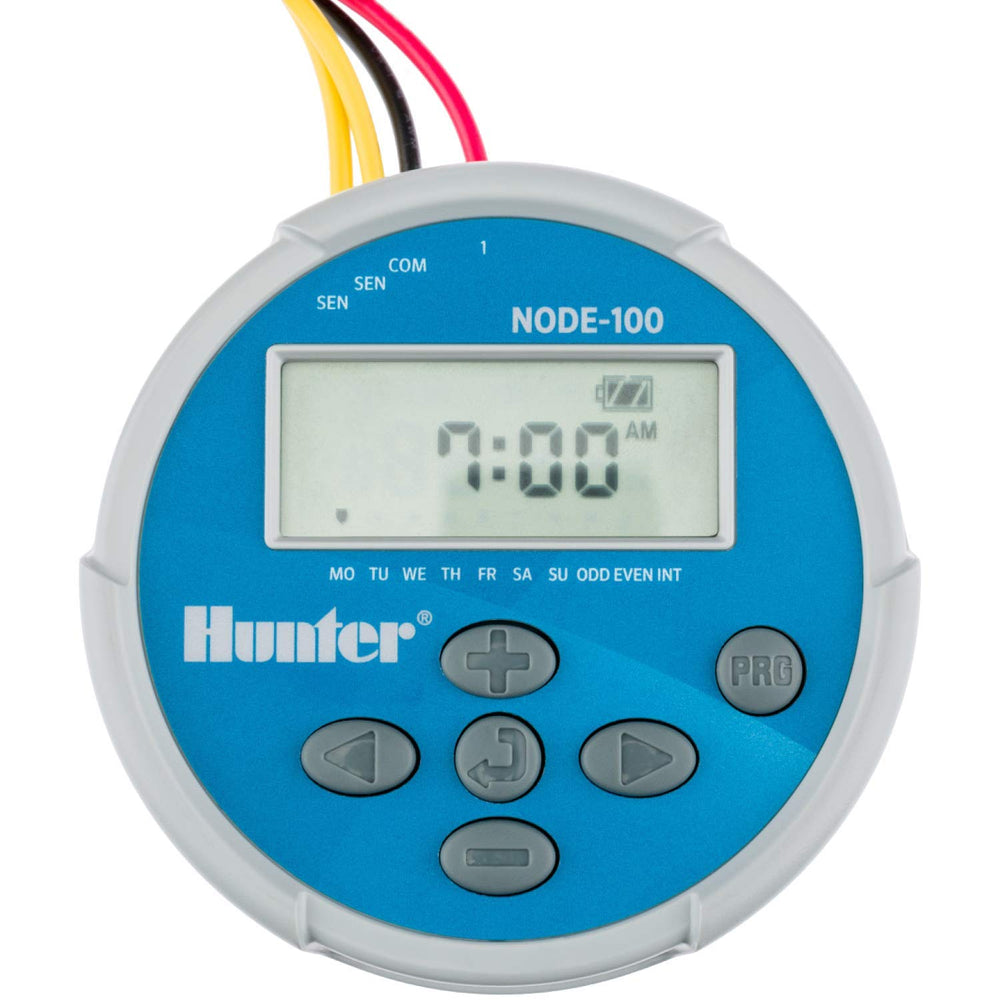 Hunter NODE close-up of pre-installed PGV-101G valve and DC solenoid for reliable hookups