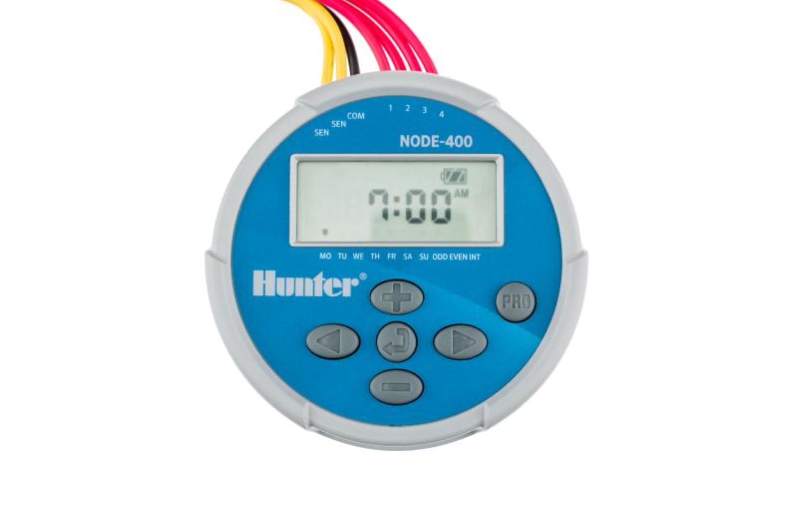 Hunter NODE-400 front panel showing display and controls for reliable programming