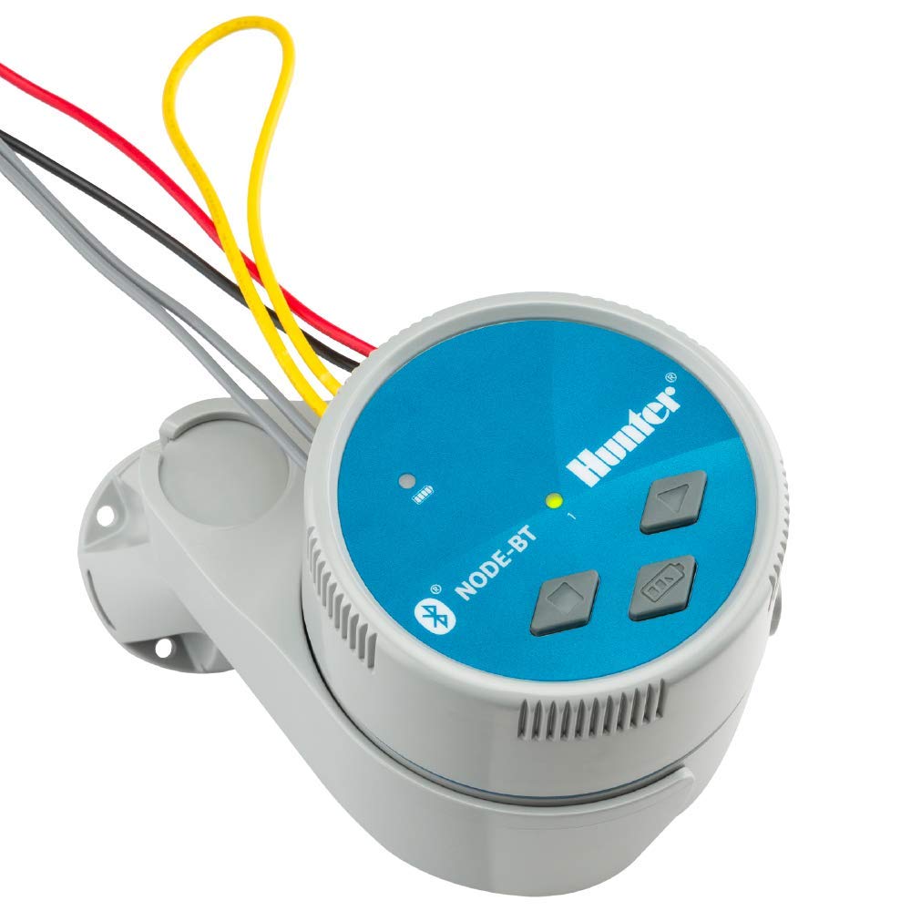 Hunter NODE-BT-100 solenoid close-up installed on valve for secure electrical connection