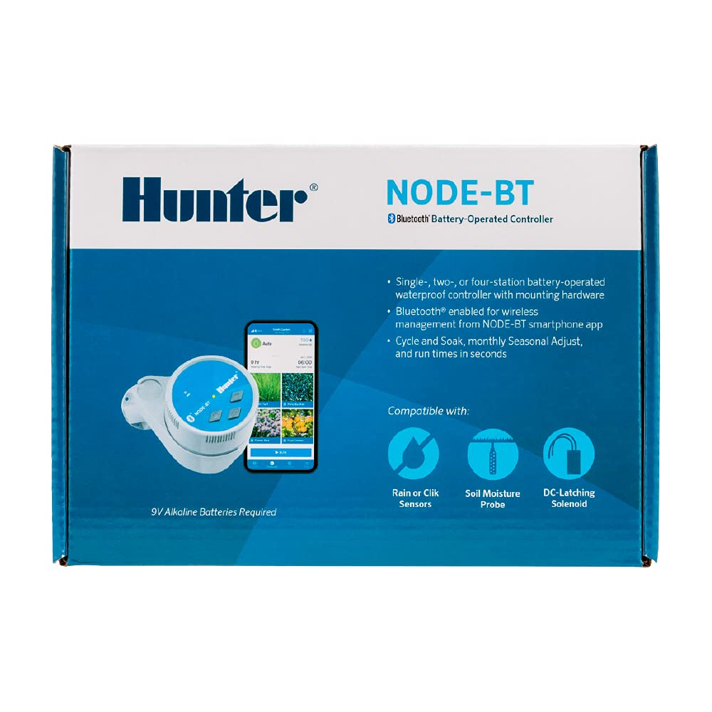 Hunter NODE-BT-100 in garden landscape showing remote irrigation management benefits
