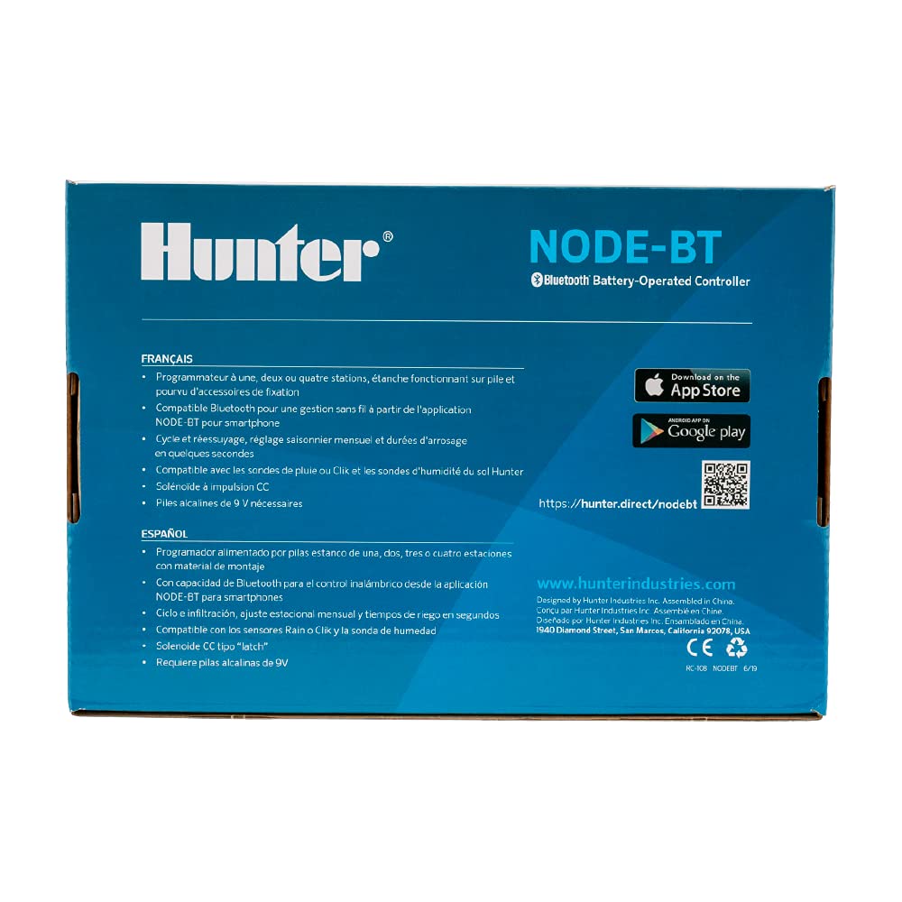 Hunter NODE-BT-100 push-button and LEDs close-up enabling manual operation and diagnostics