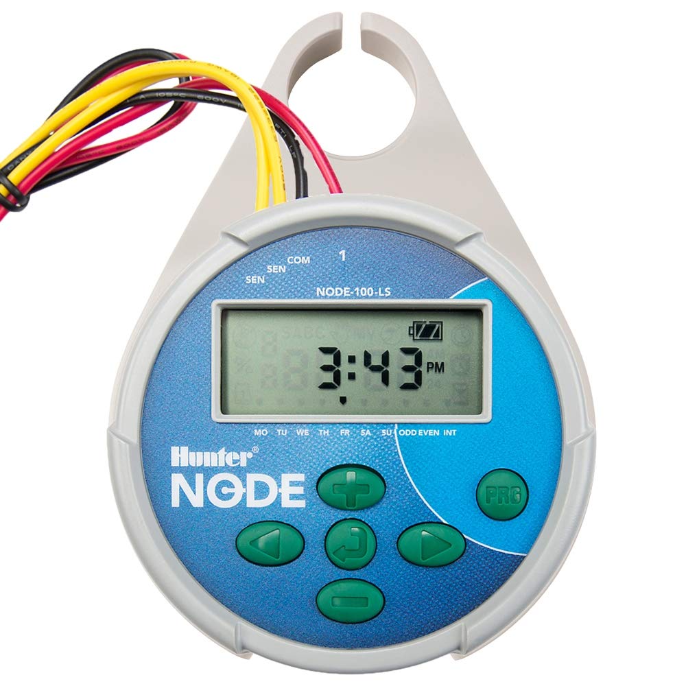 Hunter NODE400 front-mounted on valve showing compact waterproof design and easy installation