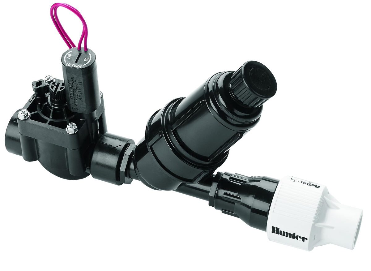 Hunter PCZ10140 front assembly showing integrated valve filter regulator for quick install