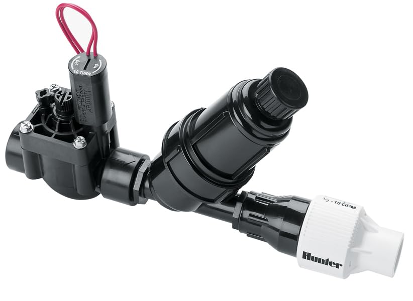 Hunter PCZ10140 installed in irrigation manifold demonstrating steady pressure and clean flow