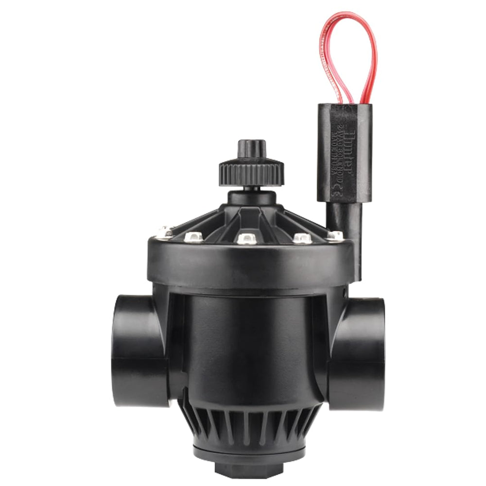 Hunter PGV front view showing threaded ports and compact body for easy installation