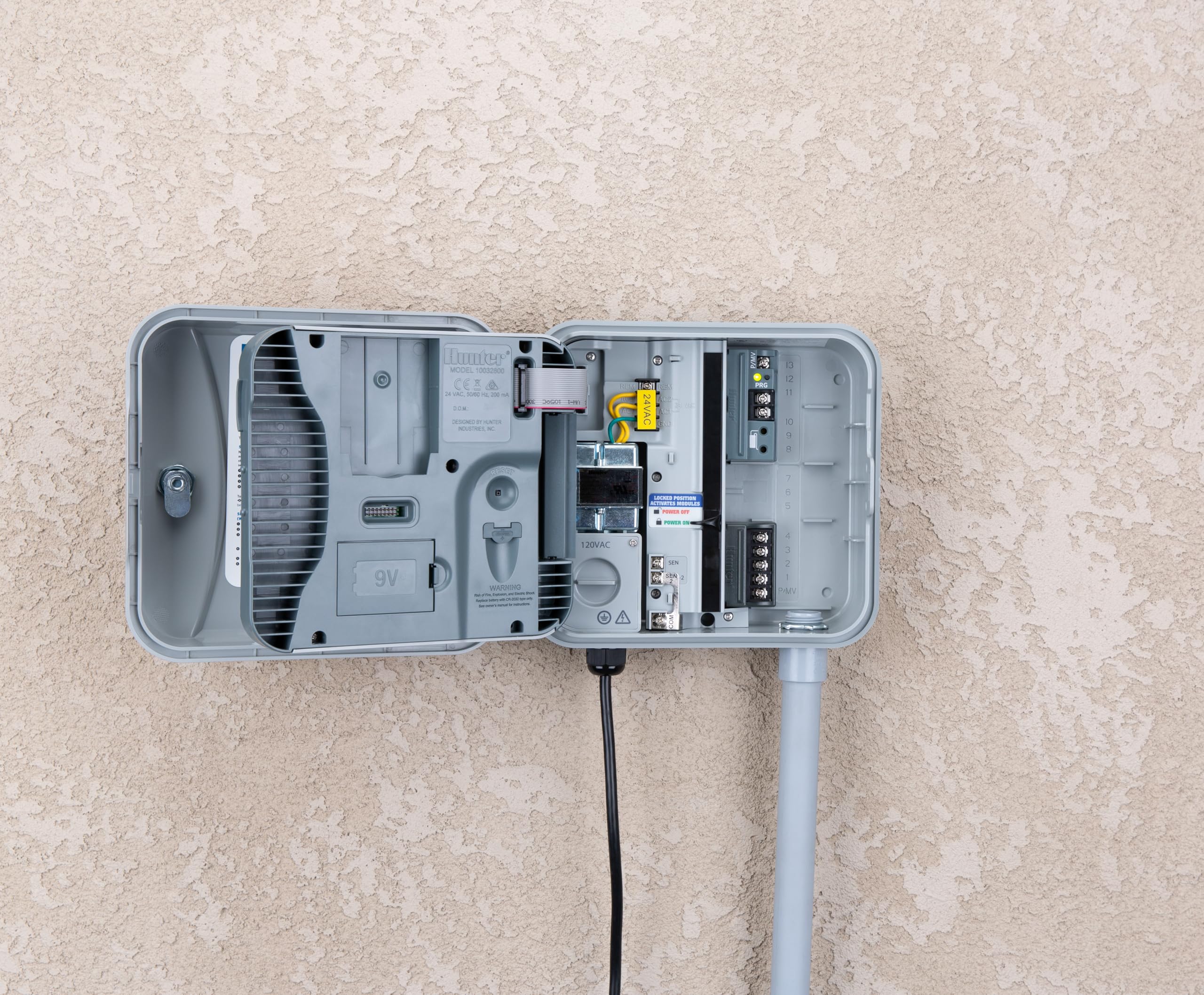Hunter Pro-C mounted on exterior wall demonstrating simple outdoor installation
