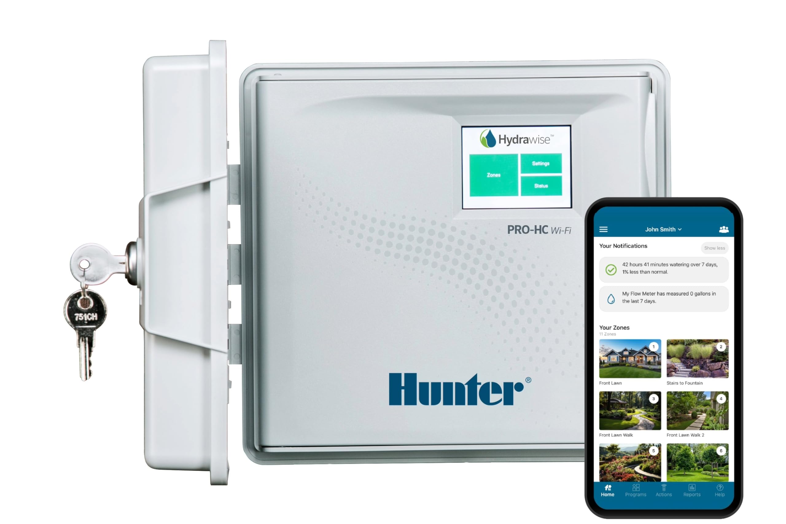 Hunter PRO‑HC front panel view showing compact six‑zone layout and ports for quick identification and installation benefit
