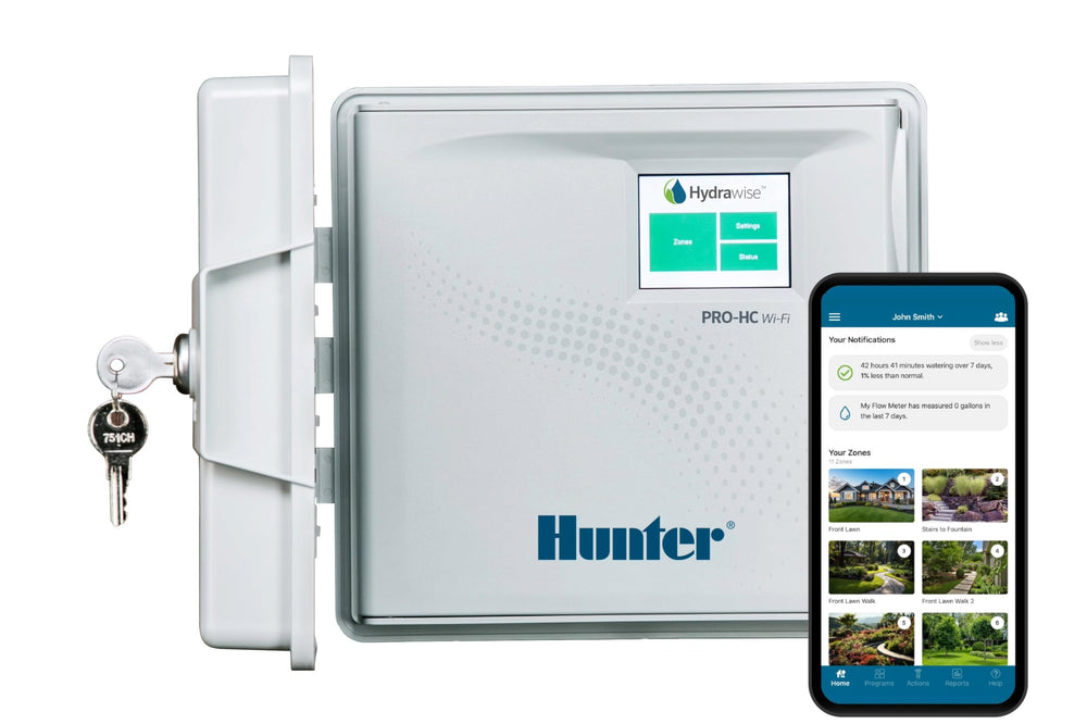 Hunter PRO‑HC front panel view showing compact six‑zone layout and ports for quick identification and installation benefit