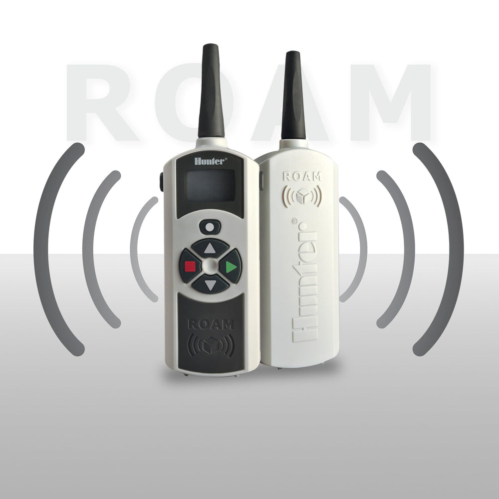 Hunter remote in use controlling garden zones for on-site efficiency