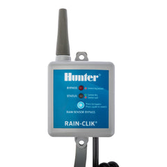 Hunter transmitter mounted on gutter with included SGM hardware for secure placement