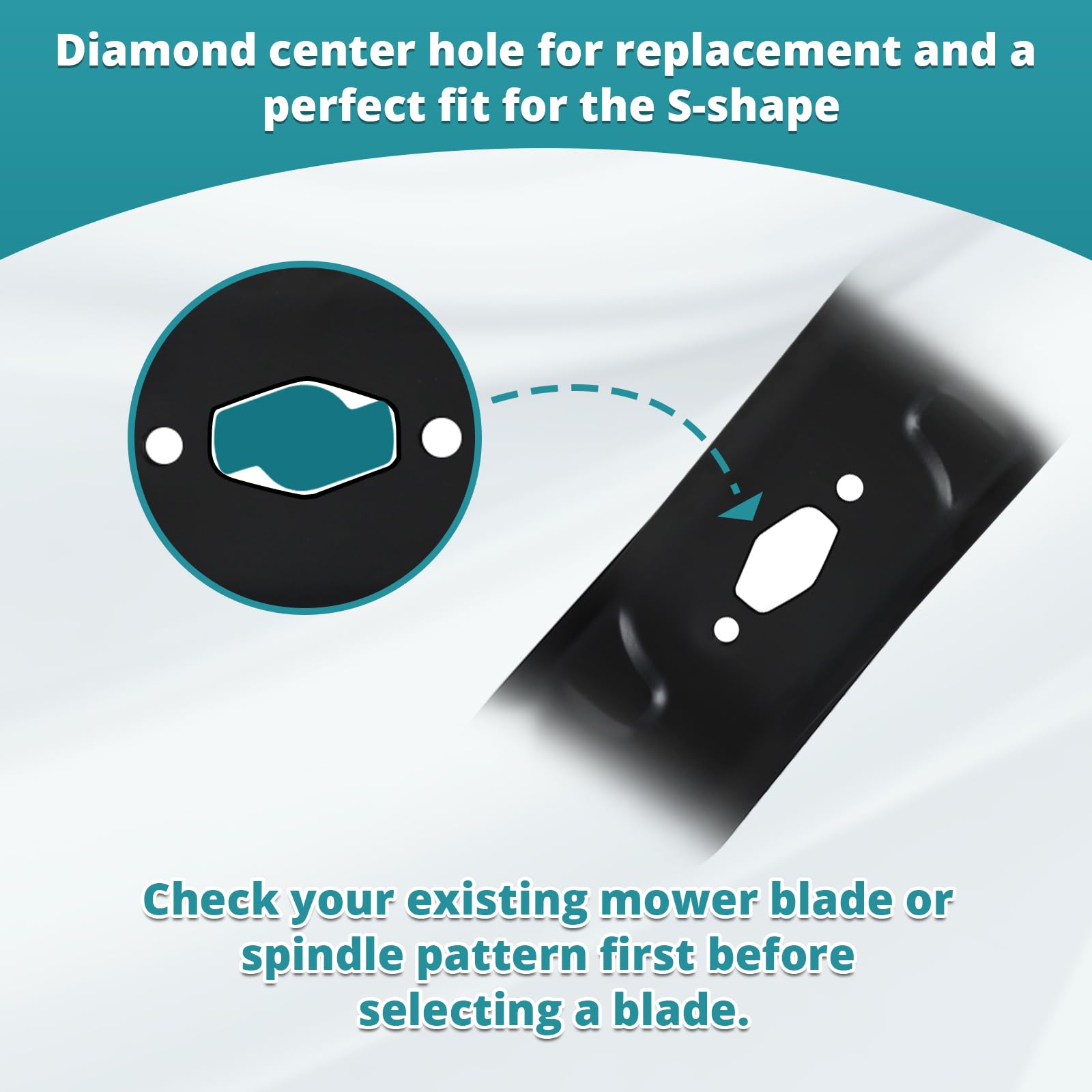 hunter-wish diamond center hole detail for S-pattern spindles, ensures direct-fit compatibility