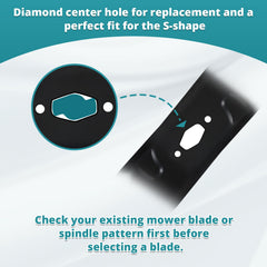 hunter-wish diamond center hole detail for S-pattern spindles, ensures direct-fit compatibility