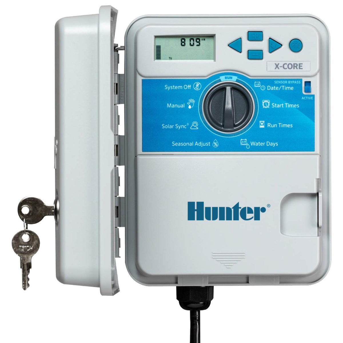 Hunter X-Core front panel showing dial and display for easy programming