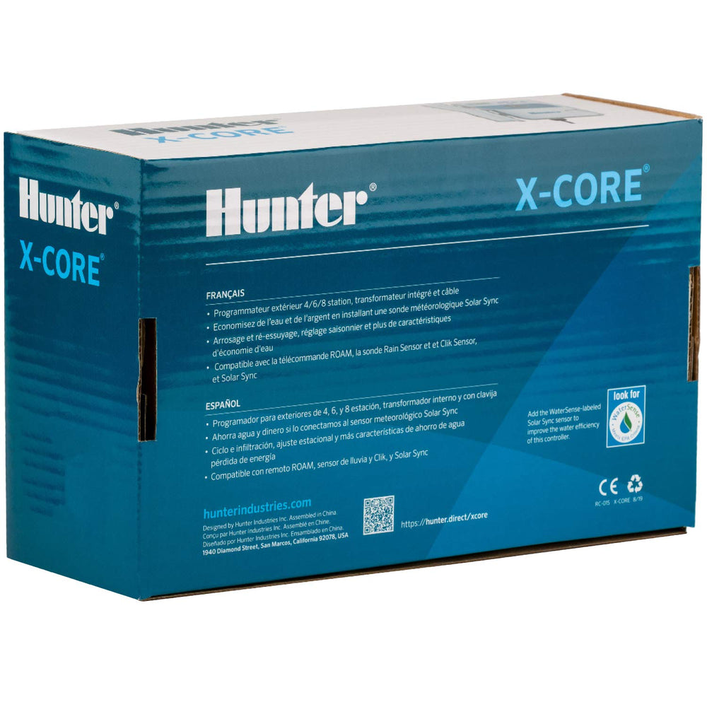 Hunter X-Core size comparison next to hand illustrating compact footprint