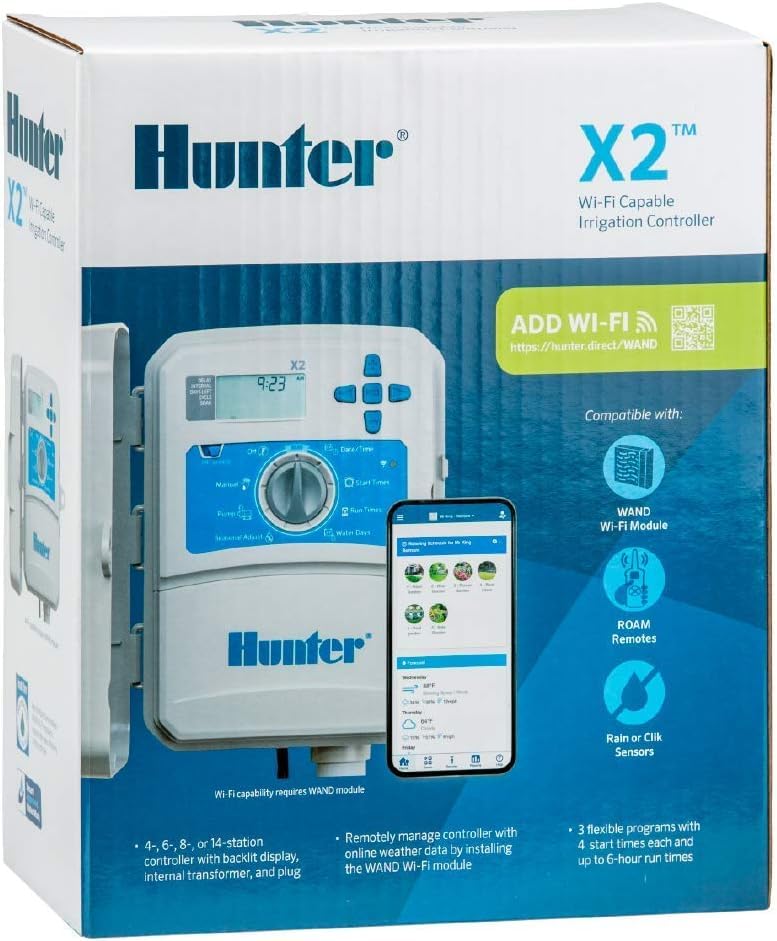 Hunter X2 paired with Hydrawise WAND module enabling remote control benefit