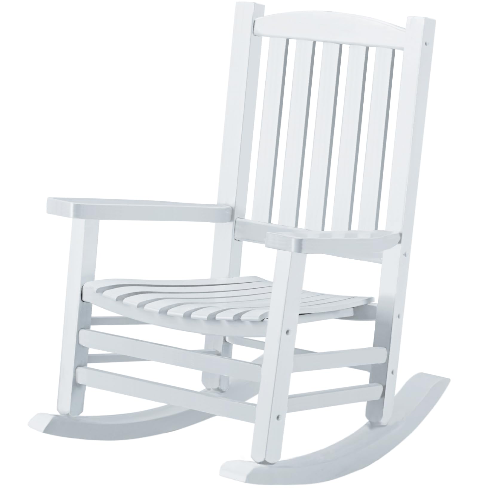 Hupmad front view white porch rocker showing full silhouette and comfort